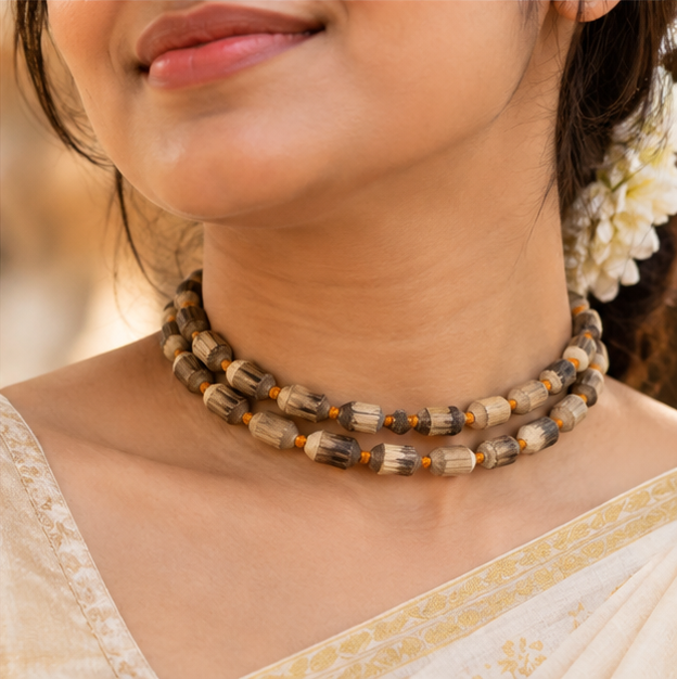 Tulsi Kanthi Mala for Men & Women | Natural Tulsi Wood Beads | Traditional Spiritual Neck Mala | 21.5 Inch - 5