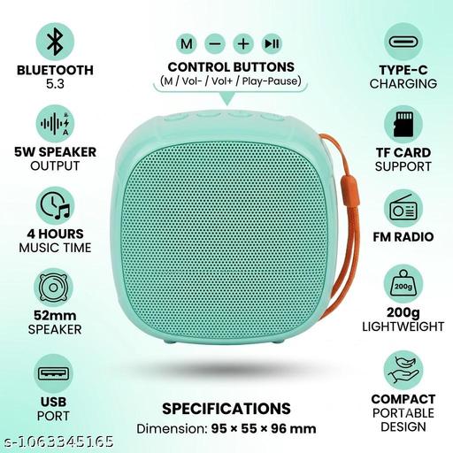 Mini bluetooth speaker| mini wireless speaker| bluetooth speaker version 5.3| Type C charging,TWS,FM radio -Green