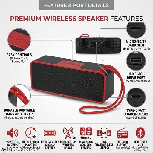 Portable Bluetooth Wireless Speaker – Powerful Sound with Deep Bass & Carry Strap - 2