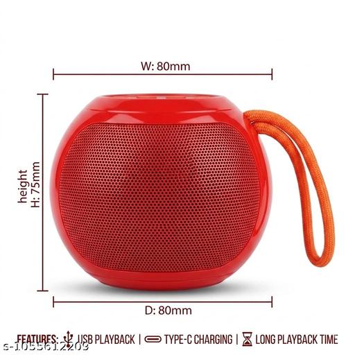 Portable Red Wireless Bluetooth Speaker with Deep Bass Sound & Easy-Carry Strap-Red Colour