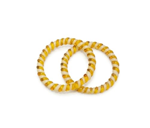 Elegant Spiral Twist Bangle, Yellow and White, Set of 2