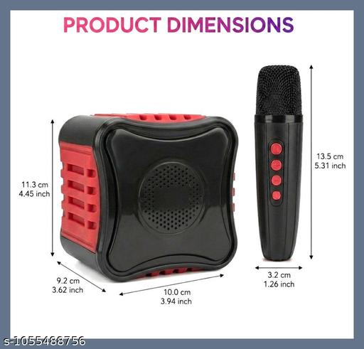 Wireless Bluetooth Karaoke Speaker with Wireless Microphone | Portable Rechargeable Mini PA System | USB, TF Card & FM Support | Black & Red & Blue
